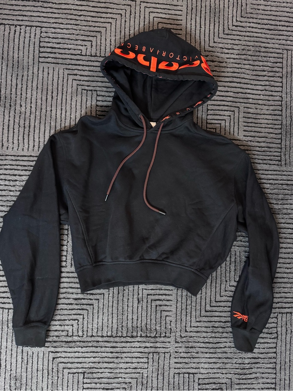 Reebok x Victoria Beckham Cropped Hoodie Black/Red Women’s Size S